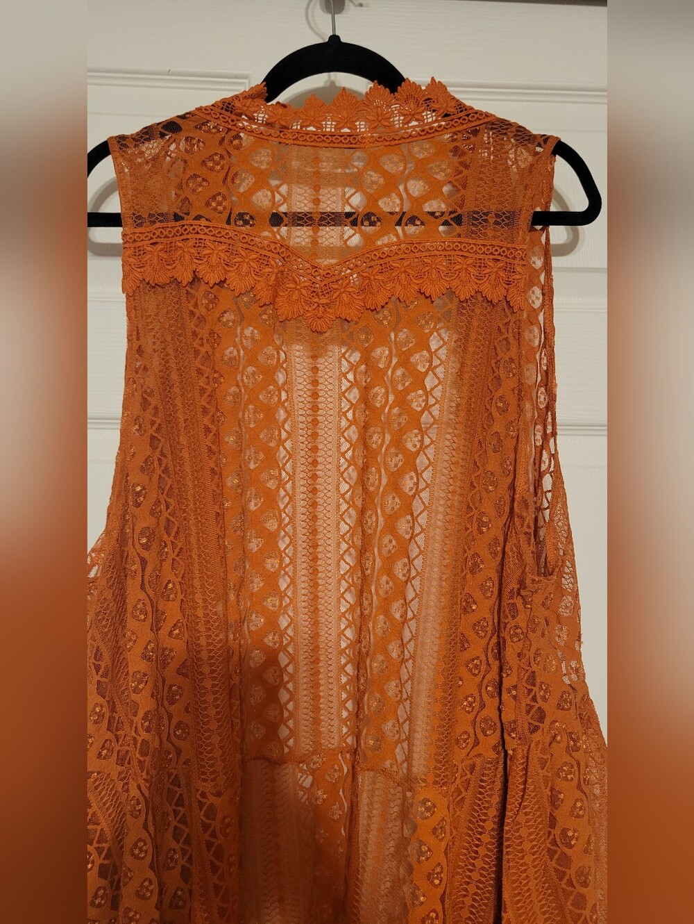 Origami by Vivian Burnt Orange Lace Duster - Picture 5 of 6